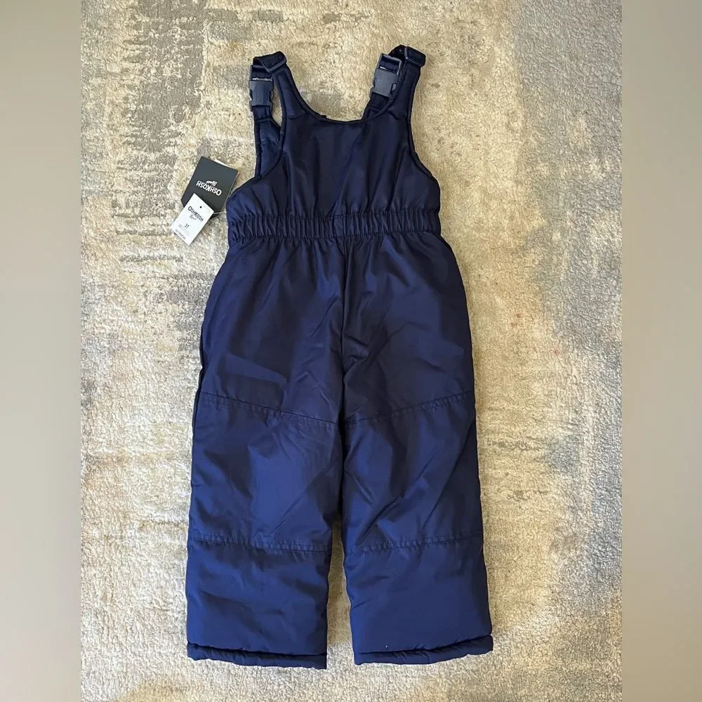 NWT OshKosh B’gosh Girls Navy Blue Snow Pants Overall Bibs 3T